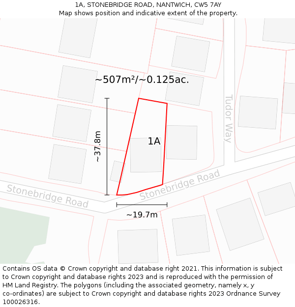 1A, STONEBRIDGE ROAD, NANTWICH, CW5 7AY: Plot and title map