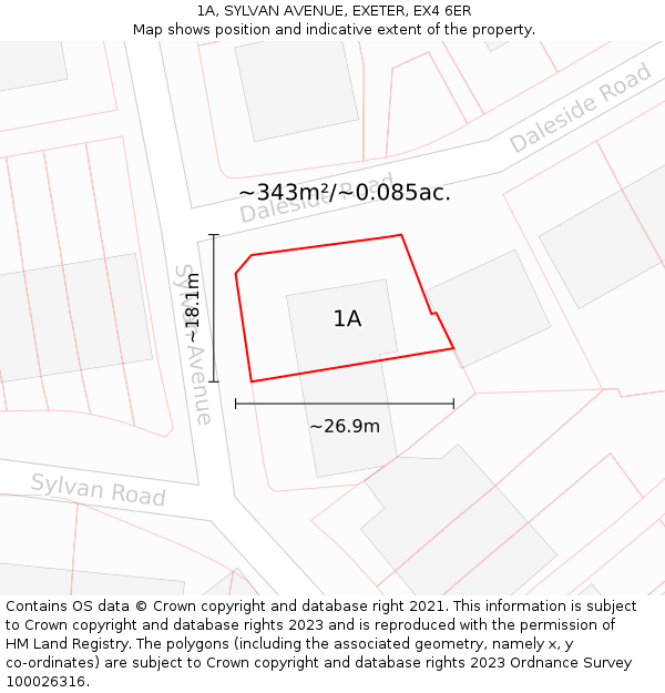 1A, SYLVAN AVENUE, EXETER, EX4 6ER: Plot and title map