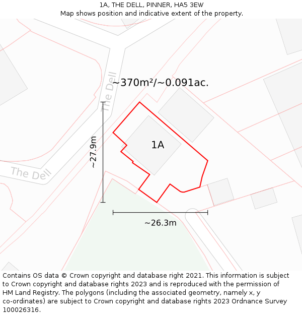 1A, THE DELL, PINNER, HA5 3EW: Plot and title map