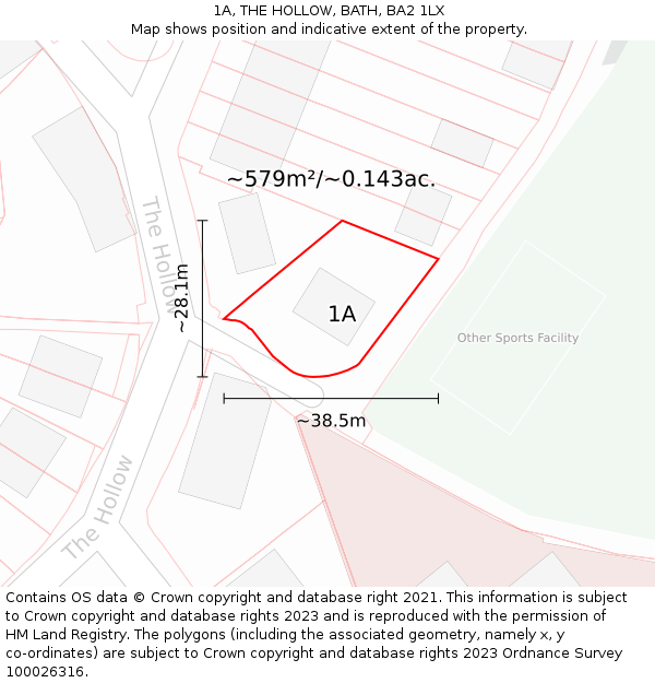 1A, THE HOLLOW, BATH, BA2 1LX: Plot and title map