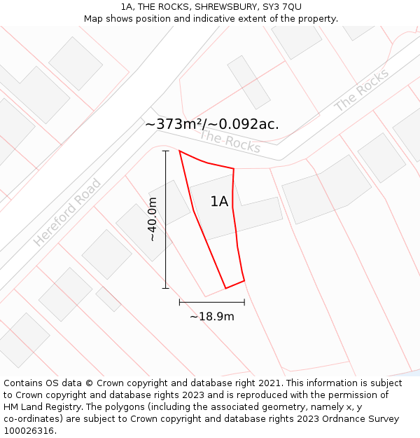 1A, THE ROCKS, SHREWSBURY, SY3 7QU: Plot and title map