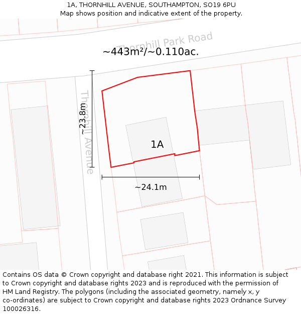 1A, THORNHILL AVENUE, SOUTHAMPTON, SO19 6PU: Plot and title map