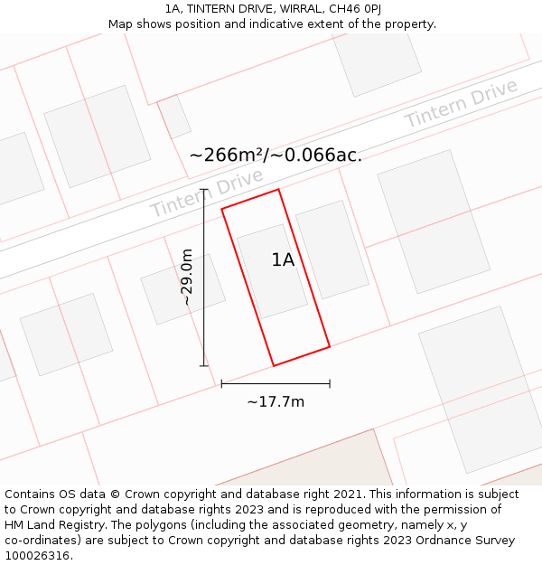 1A, TINTERN DRIVE, WIRRAL, CH46 0PJ: Plot and title map