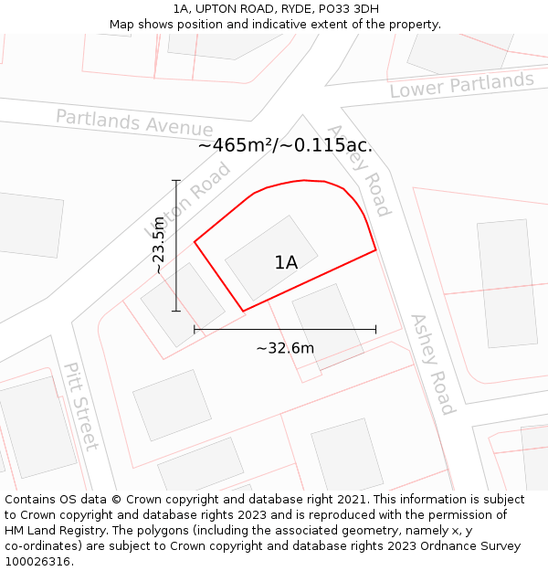 1A, UPTON ROAD, RYDE, PO33 3DH: Plot and title map