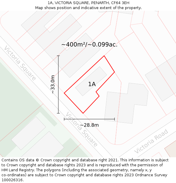 1A, VICTORIA SQUARE, PENARTH, CF64 3EH: Plot and title map