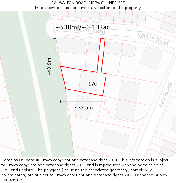 1A, WALTON ROAD, NORWICH, NR1 2PS: Plot and title map