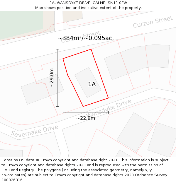 1A, WANSDYKE DRIVE, CALNE, SN11 0EW: Plot and title map