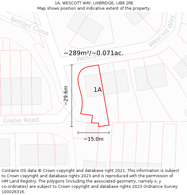 1A, WESCOTT WAY, UXBRIDGE, UB8 2RE: Plot and title map