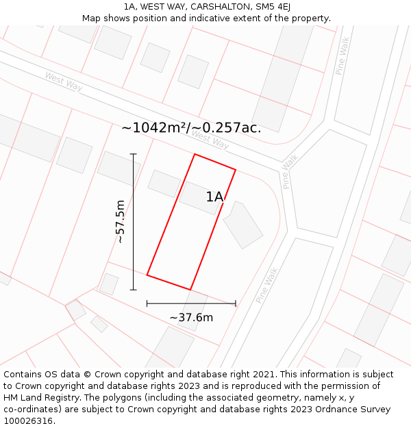 1A, WEST WAY, CARSHALTON, SM5 4EJ: Plot and title map