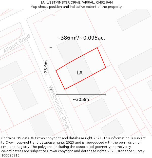 1A, WESTMINSTER DRIVE, WIRRAL, CH62 6AN: Plot and title map
