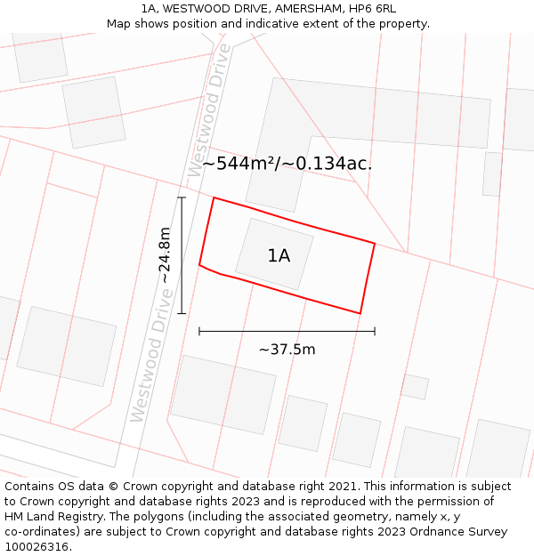 1A, WESTWOOD DRIVE, AMERSHAM, HP6 6RL: Plot and title map