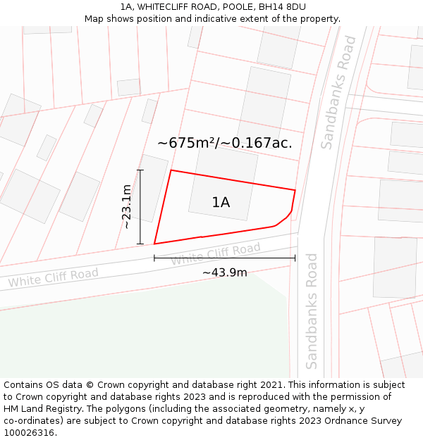 1A, WHITECLIFF ROAD, POOLE, BH14 8DU: Plot and title map