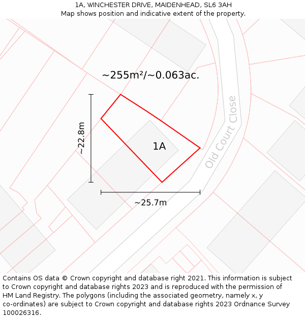 1A, WINCHESTER DRIVE, MAIDENHEAD, SL6 3AH: Plot and title map