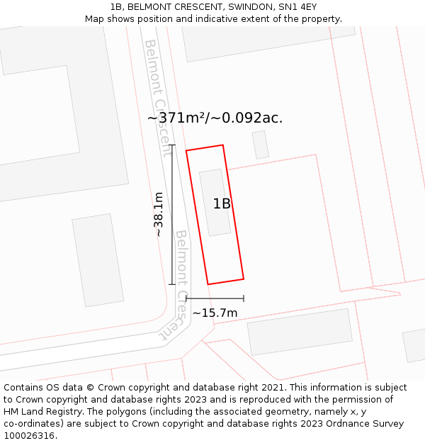 1B, BELMONT CRESCENT, SWINDON, SN1 4EY: Plot and title map