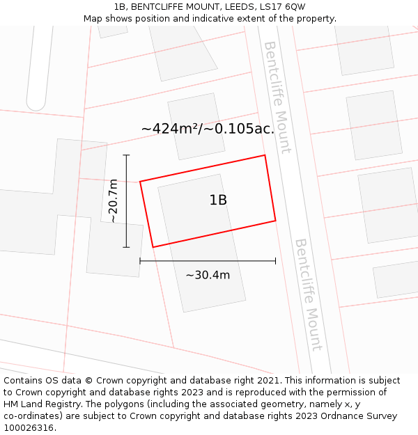 1B, BENTCLIFFE MOUNT, LEEDS, LS17 6QW: Plot and title map