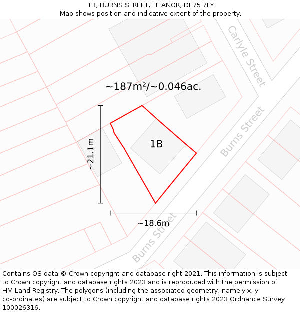 1B, BURNS STREET, HEANOR, DE75 7FY: Plot and title map