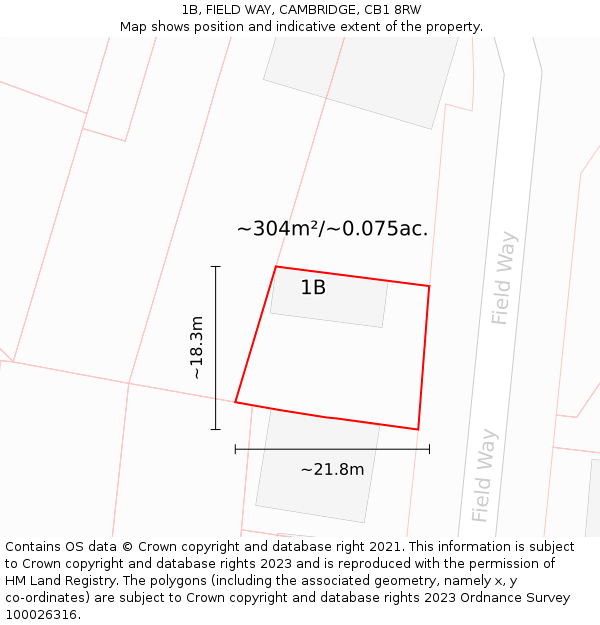 1B, FIELD WAY, CAMBRIDGE, CB1 8RW: Plot and title map