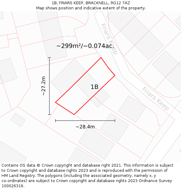 1B, FRIARS KEEP, BRACKNELL, RG12 7AZ: Plot and title map