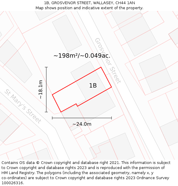 1B, GROSVENOR STREET, WALLASEY, CH44 1AN: Plot and title map