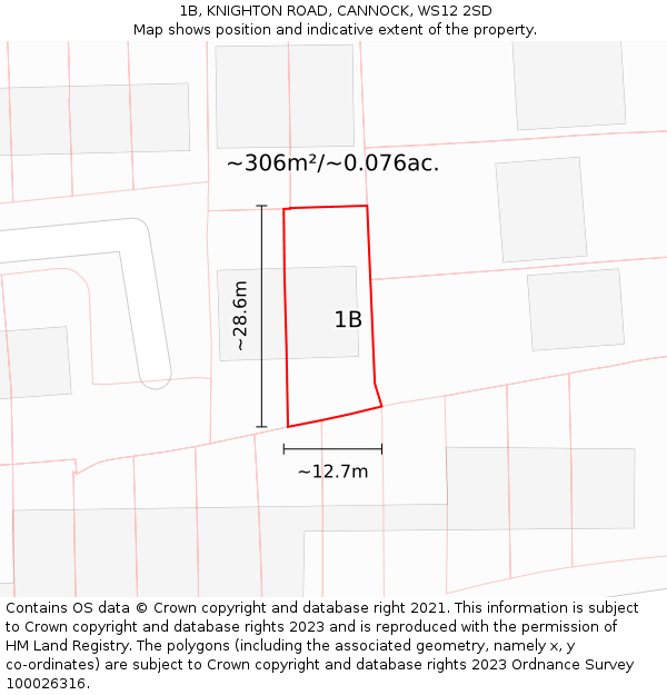 1B, KNIGHTON ROAD, CANNOCK, WS12 2SD: Plot and title map