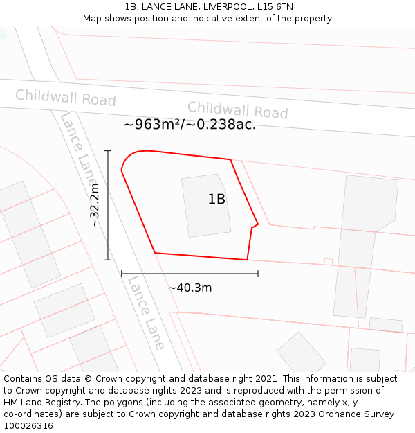 1B, LANCE LANE, LIVERPOOL, L15 6TN: Plot and title map