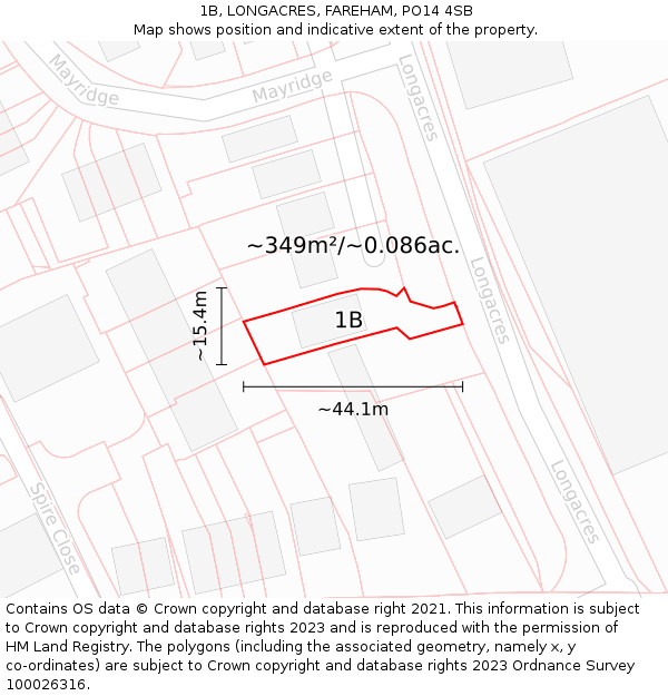 1B, LONGACRES, FAREHAM, PO14 4SB: Plot and title map