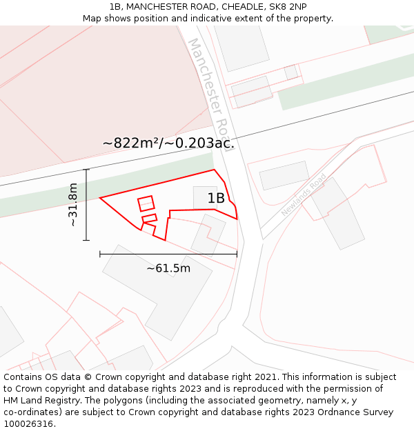 1B, MANCHESTER ROAD, CHEADLE, SK8 2NP: Plot and title map