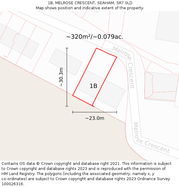 1B, MELROSE CRESCENT, SEAHAM, SR7 0LD: Plot and title map