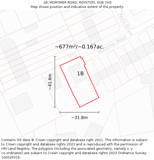 1B, MORTIMER ROAD, ROYSTON, SG8 7HS: Plot and title map