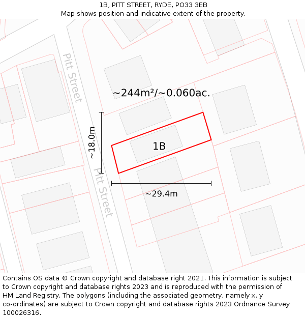 1B, PITT STREET, RYDE, PO33 3EB: Plot and title map