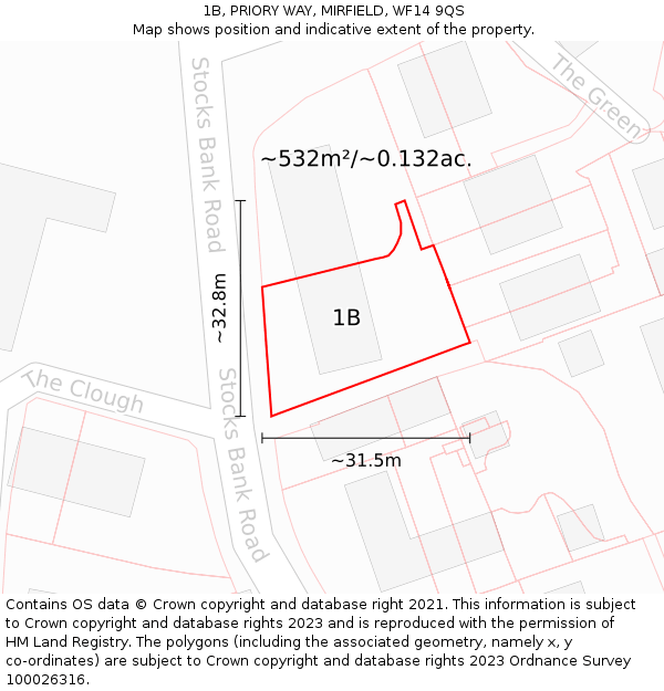 1B, PRIORY WAY, MIRFIELD, WF14 9QS: Plot and title map