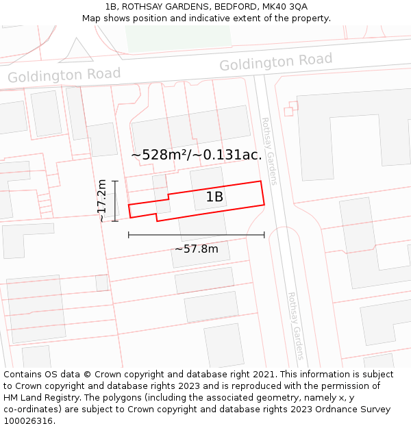 1B, ROTHSAY GARDENS, BEDFORD, MK40 3QA: Plot and title map