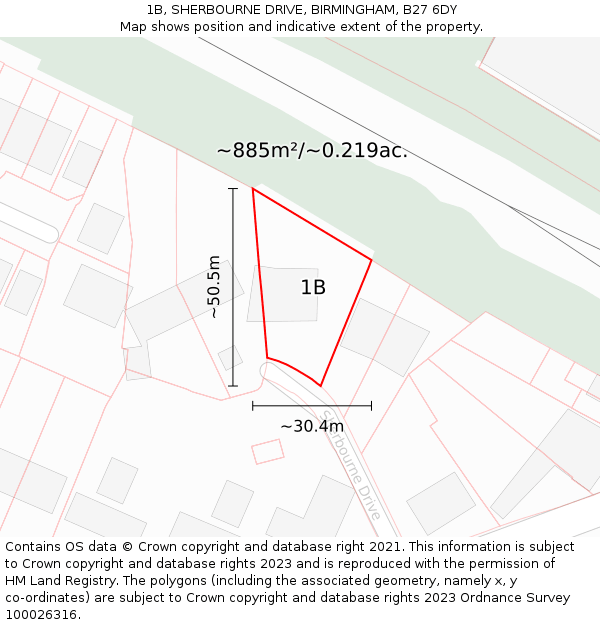 1B, SHERBOURNE DRIVE, BIRMINGHAM, B27 6DY: Plot and title map
