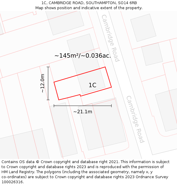 1C, CAMBRIDGE ROAD, SOUTHAMPTON, SO14 6RB: Plot and title map