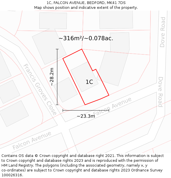 1C, FALCON AVENUE, BEDFORD, MK41 7DS: Plot and title map