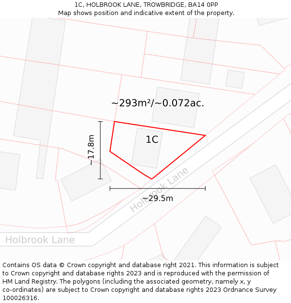 1C, HOLBROOK LANE, TROWBRIDGE, BA14 0PP: Plot and title map