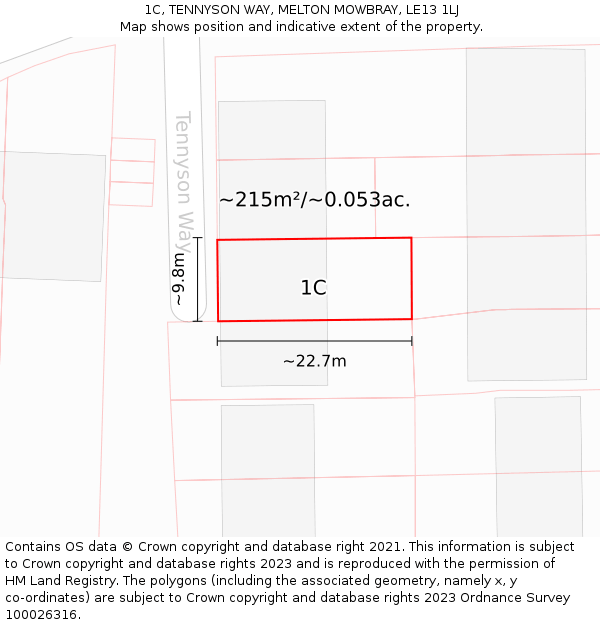 1C, TENNYSON WAY, MELTON MOWBRAY, LE13 1LJ: Plot and title map