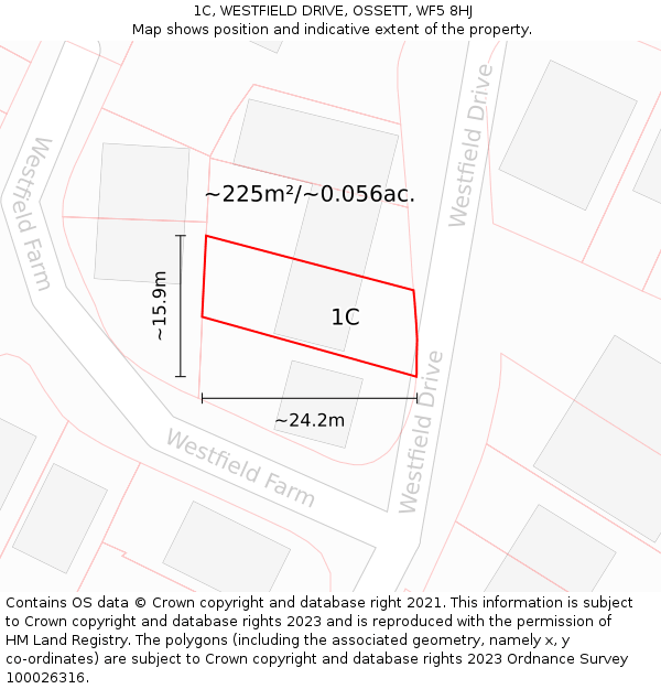 1C, WESTFIELD DRIVE, OSSETT, WF5 8HJ: Plot and title map