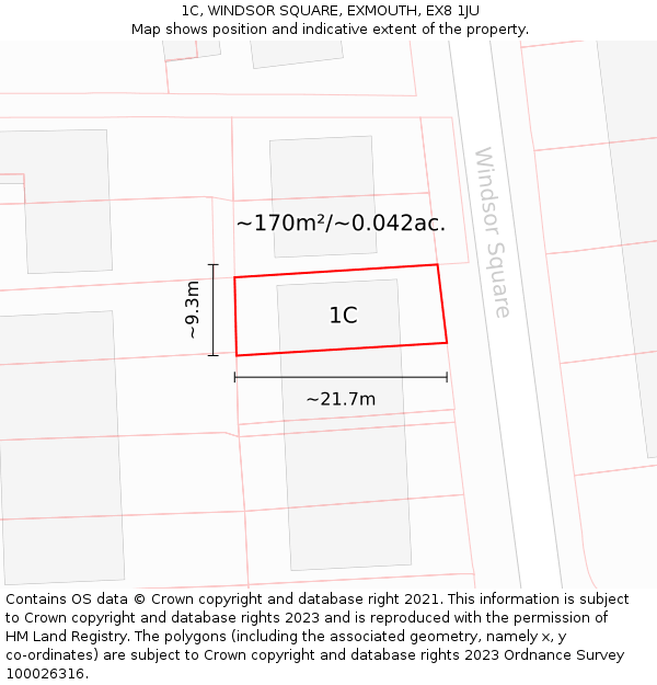 1C, WINDSOR SQUARE, EXMOUTH, EX8 1JU: Plot and title map