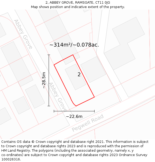 2, ABBEY GROVE, RAMSGATE, CT11 0JG: Plot and title map