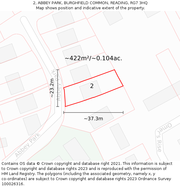 2, ABBEY PARK, BURGHFIELD COMMON, READING, RG7 3HQ: Plot and title map