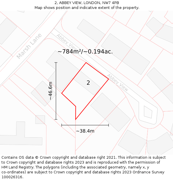 2, ABBEY VIEW, LONDON, NW7 4PB: Plot and title map