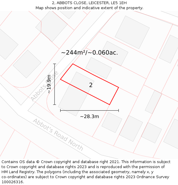 2, ABBOTS CLOSE, LEICESTER, LE5 1EH: Plot and title map