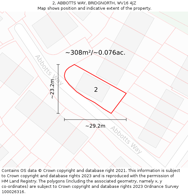 2, ABBOTTS WAY, BRIDGNORTH, WV16 4JZ: Plot and title map