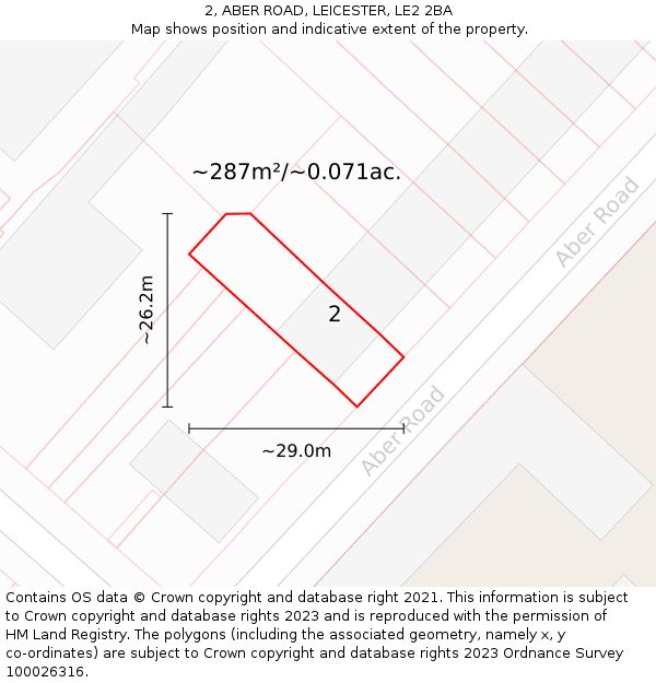 2, ABER ROAD, LEICESTER, LE2 2BA: Plot and title map