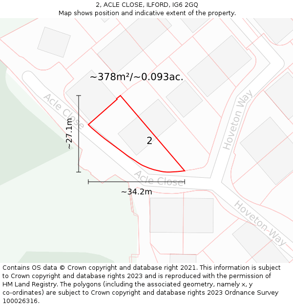 2, ACLE CLOSE, ILFORD, IG6 2GQ: Plot and title map