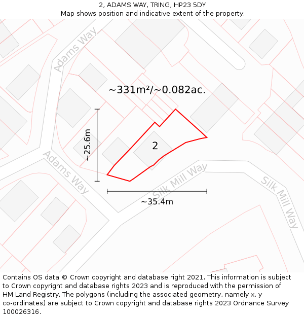 2, ADAMS WAY, TRING, HP23 5DY: Plot and title map