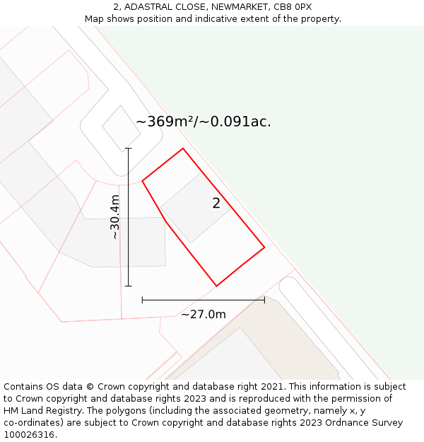 2, ADASTRAL CLOSE, NEWMARKET, CB8 0PX: Plot and title map