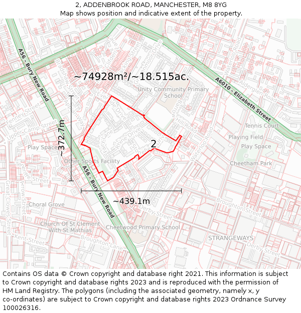 2, ADDENBROOK ROAD, MANCHESTER, M8 8YG: Plot and title map