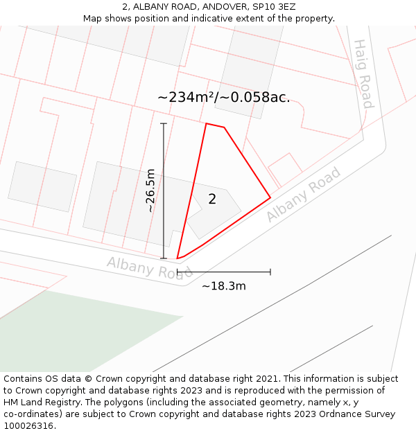 2, ALBANY ROAD, ANDOVER, SP10 3EZ: Plot and title map